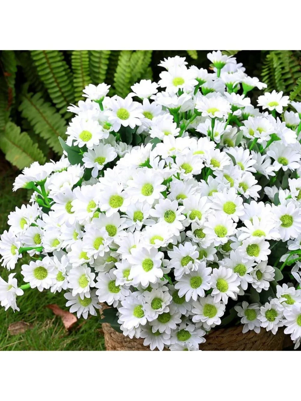 24 Bundles UV Resistant Artificial Daisy Flowers - Faux Mums for Home Garden